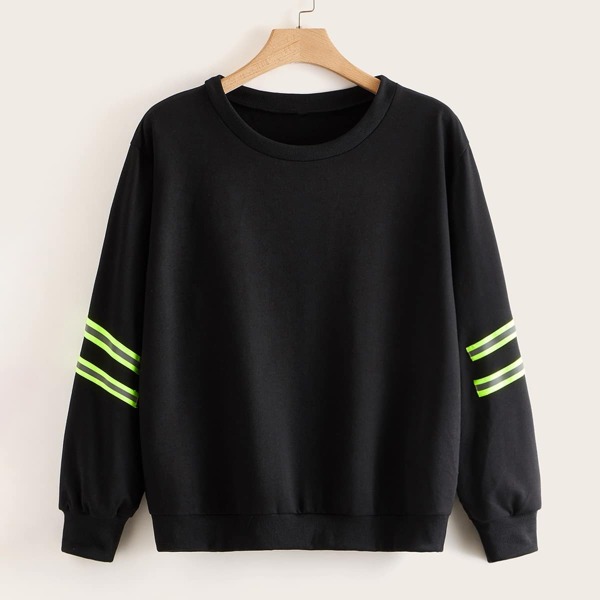 

Plus Neon Tape Sleeve Sweatshirt, Black