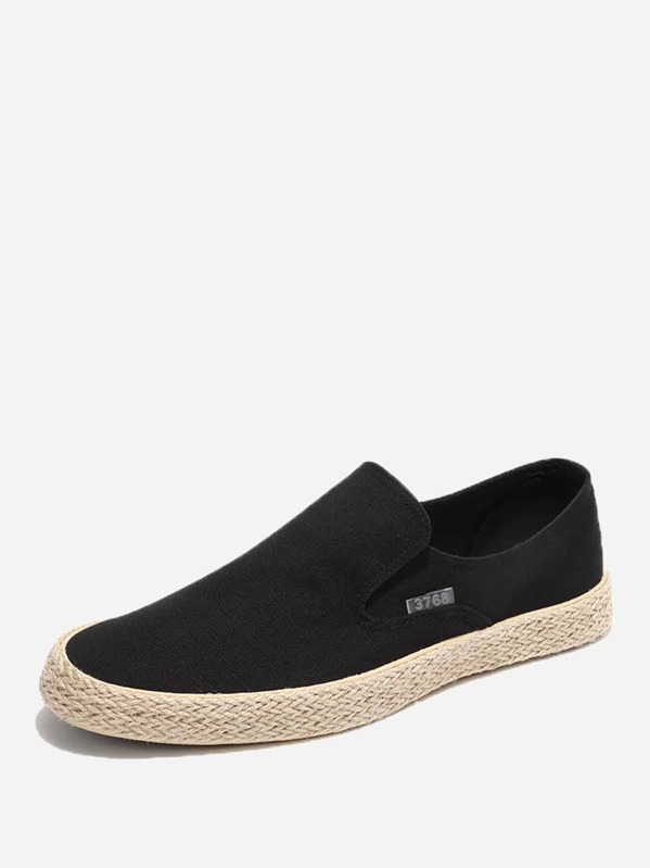 

Men Slip On Canvas Espadrille Loafers, Black