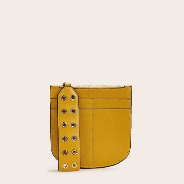 

Zip Up Purse With Eyelet Decor Wristlet