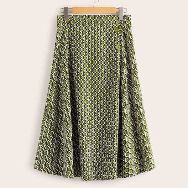 

Zipper Fly Button Detail Flare Skirt