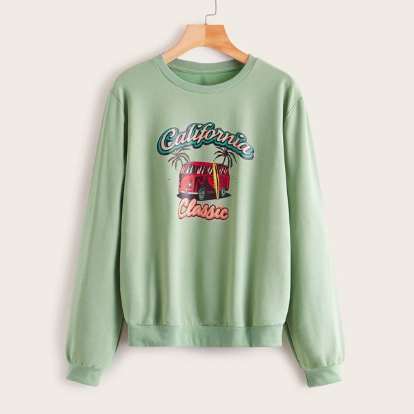 

Letter And Car Print Sweatshirt