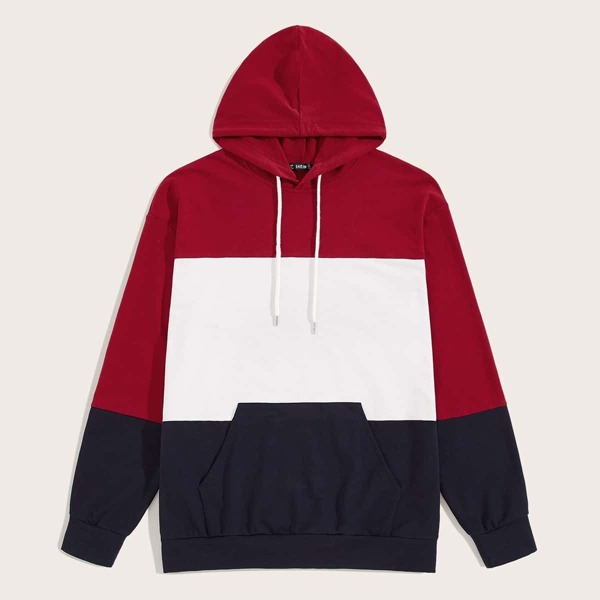 

Men Pocket Front Colorblock Hoodie, Multicolor