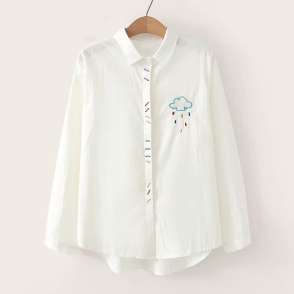 

Cartoon Embroidery Blouse