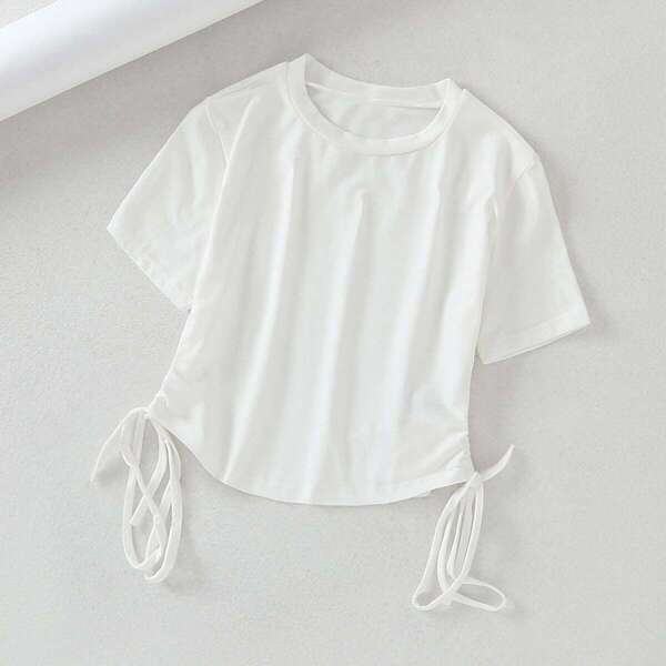 

Drawstring Side Solid Tee