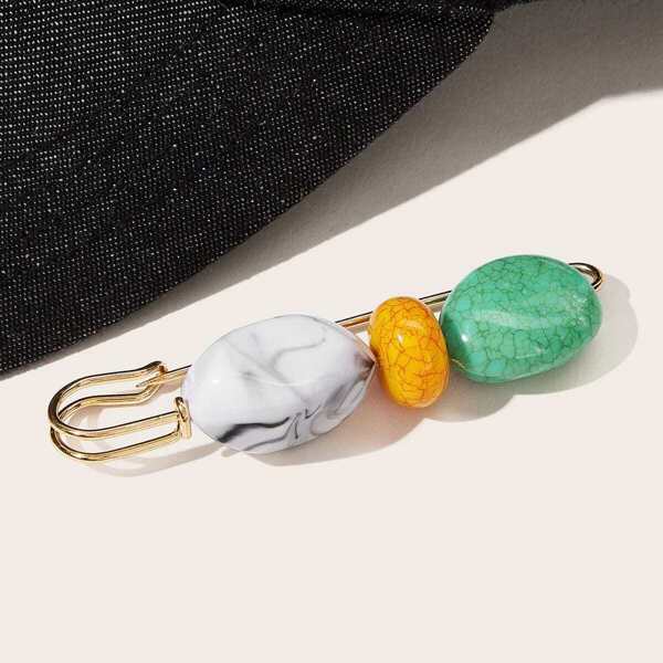 

Stone Decor Brooch 1pc