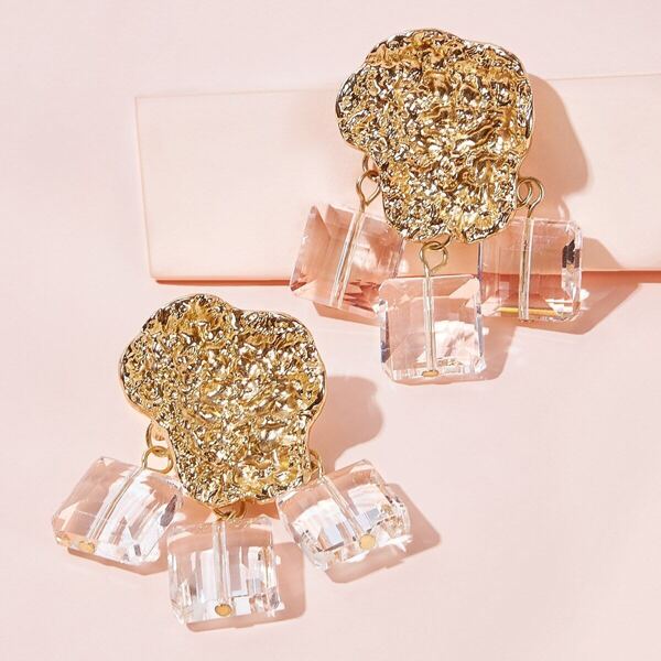 

Irregular Decor Square Drop Earrings 1pair
