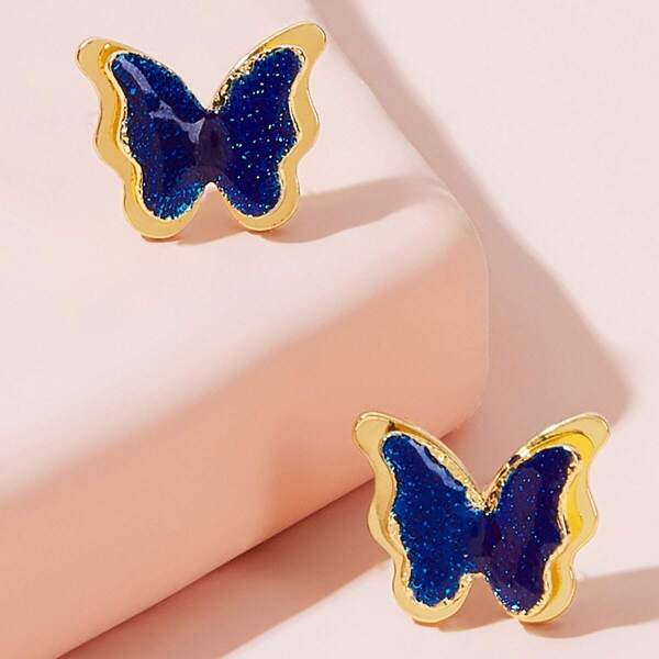 

Butterfly Stud Earrings 1pair, Multicolor