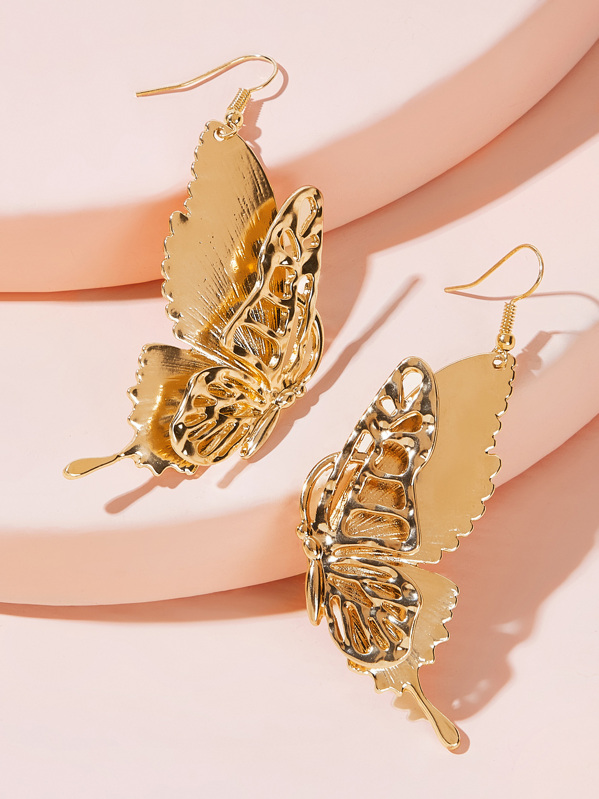 

Butterfly Drop Earrings 1pair, Gold