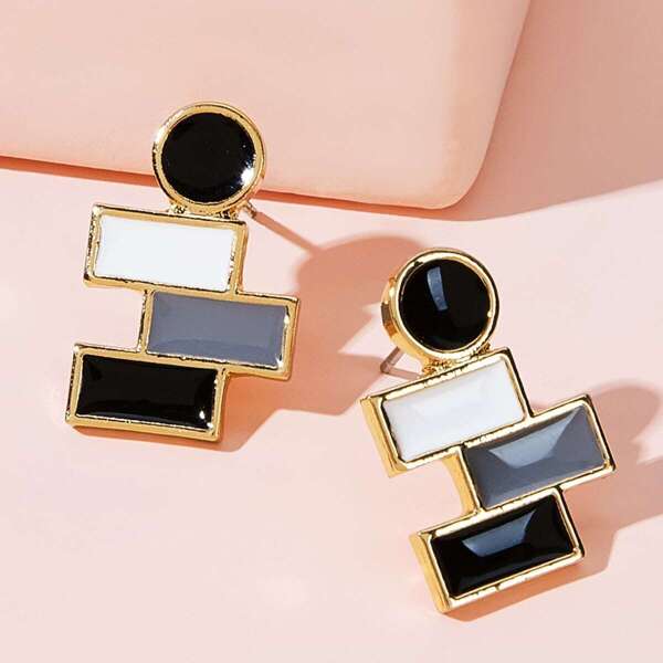 

Colorblock Geometric Earrings 1pair, Multicolor