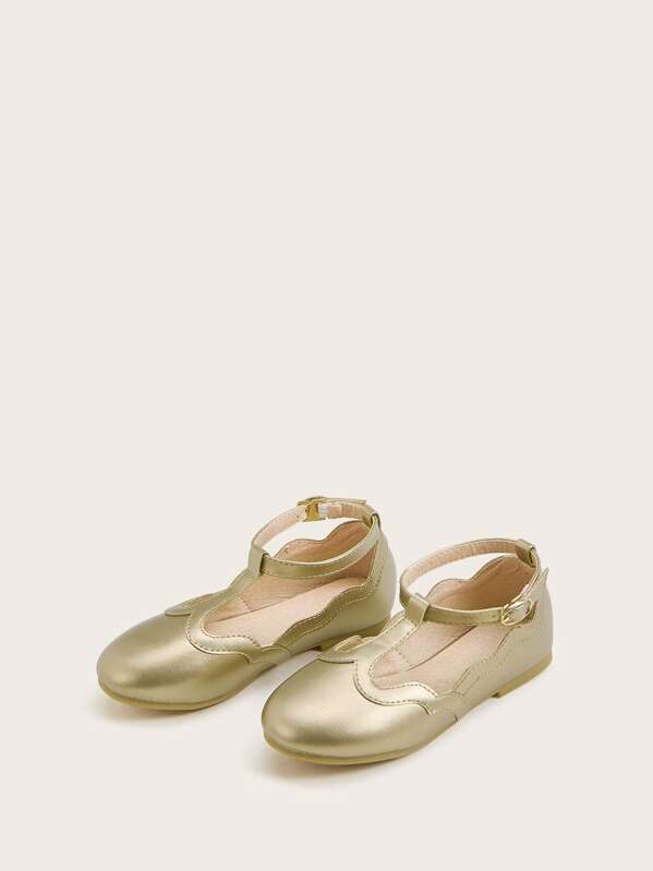 

Toddler Girls Scalloped Metallic Flats, Gold