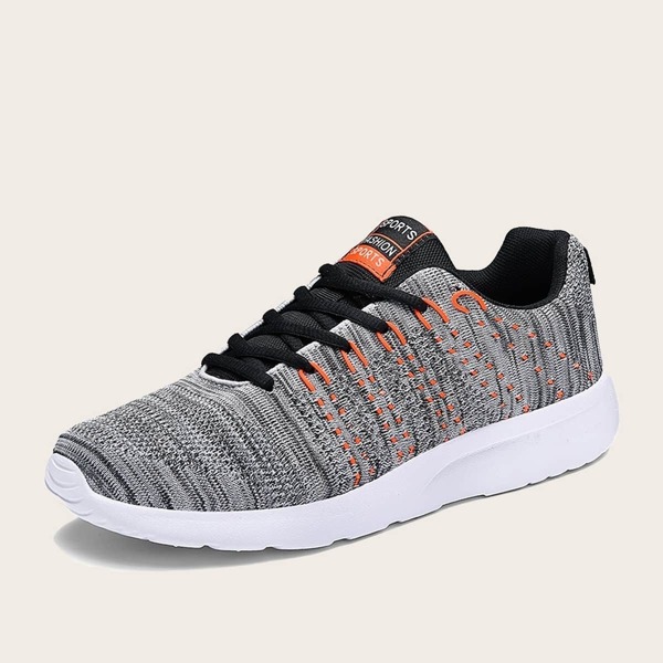 

Men Lace-up Front Knit Trainers, Grey