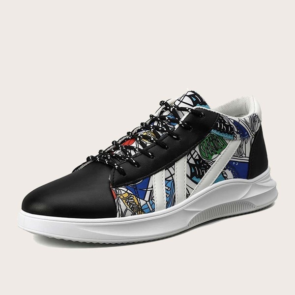 

Men Shoes Print Lace-up Front Sneakers