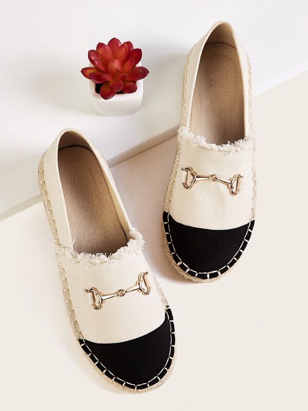 

Metal Decor Two Tone Espadrille Flats, Multicolor
