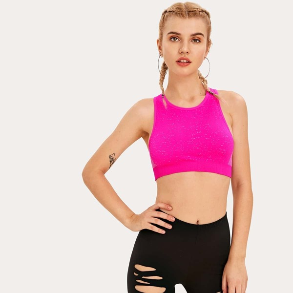 

Neon Pink Cut-out Back Sports Bra
