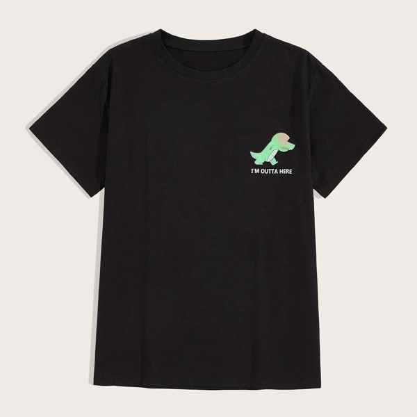 

Men Cartoon & Letter Print Tee