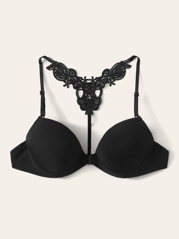 

Cut-out Crochet Bra, Black