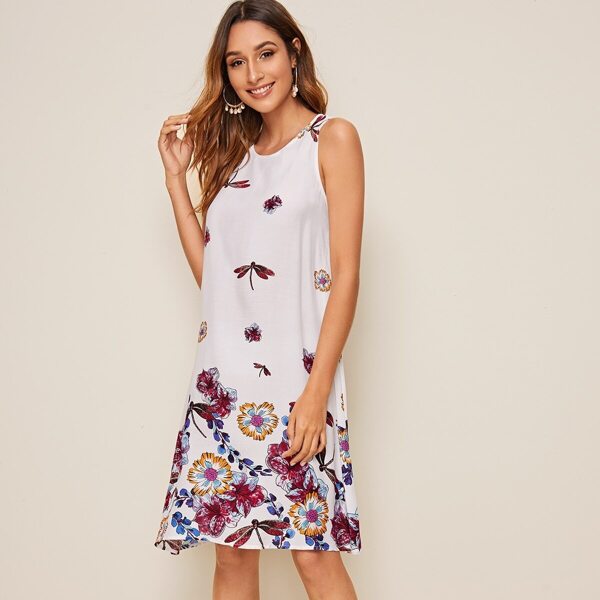 

Botanical and Dragonfly Print Dress