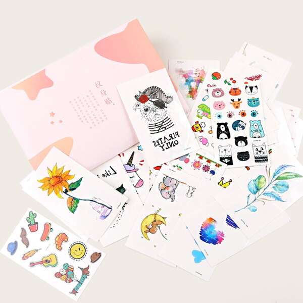 

Butterfly & Flower Pattern Tattoo Sticker 50sheets, Multicolor