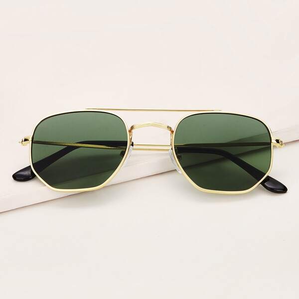

Men Top Bar Metal Frame Sunglasses With Case, Green