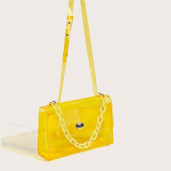 

Twist Lock Clear Flap Crossbody Bag