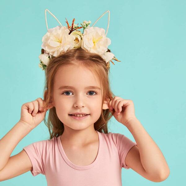 

Girls Floral & Ear Decor Headband