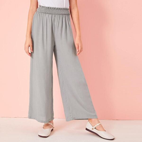 

Girls Frill Trim Shirred Waistband Wide Leg Pants