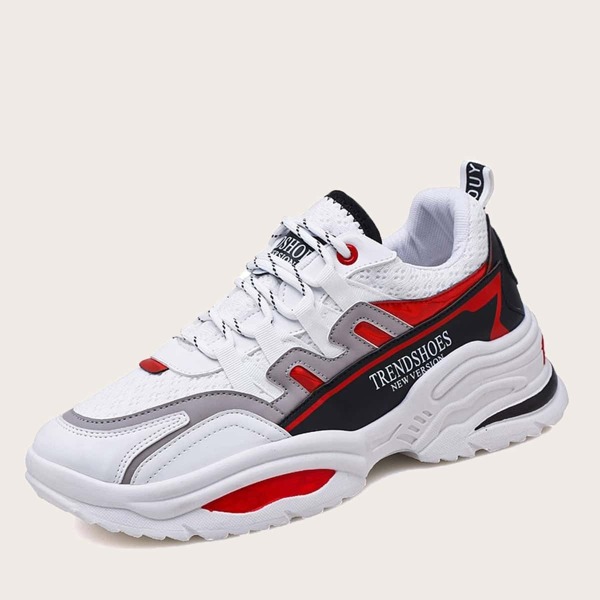 

Men Lace-up Front Chunky Sole Trainers, Multicolor