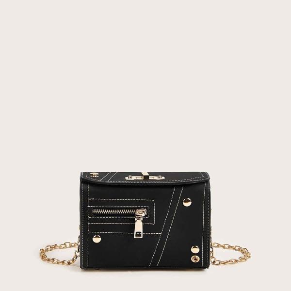 

Zip Front Twist Lock Chain Box Bag