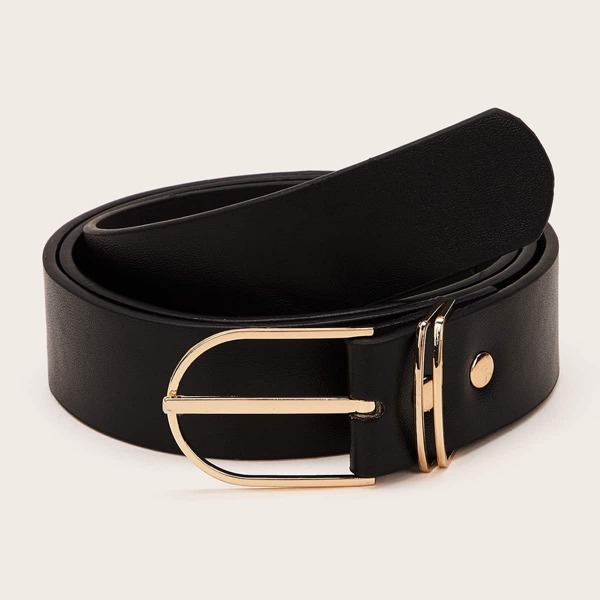 

Solid Metal Buckle Belt, Black