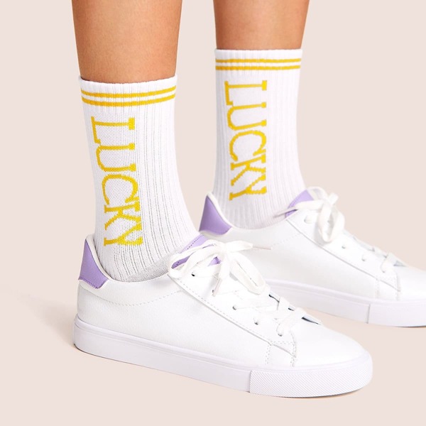 

Letter Pattern Socks 1pair, Multicolor