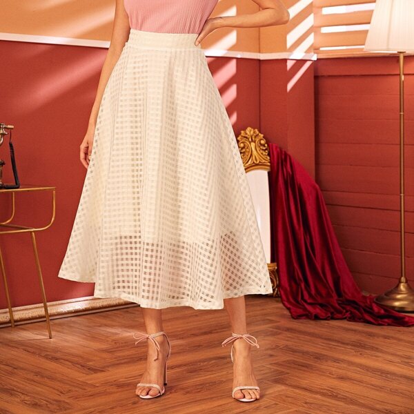 

Grid Hallow Out Circle Skirt