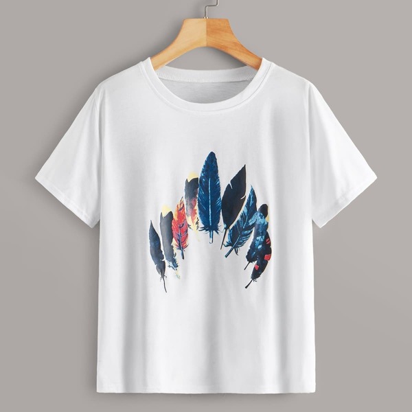 

Feather Print Short Sleeve Tee