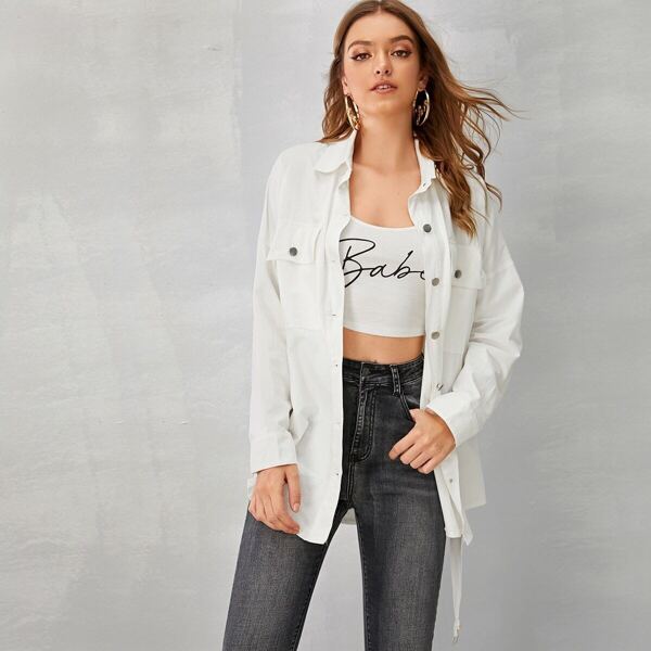 

Self Tie Pocket Side Denim Jacket