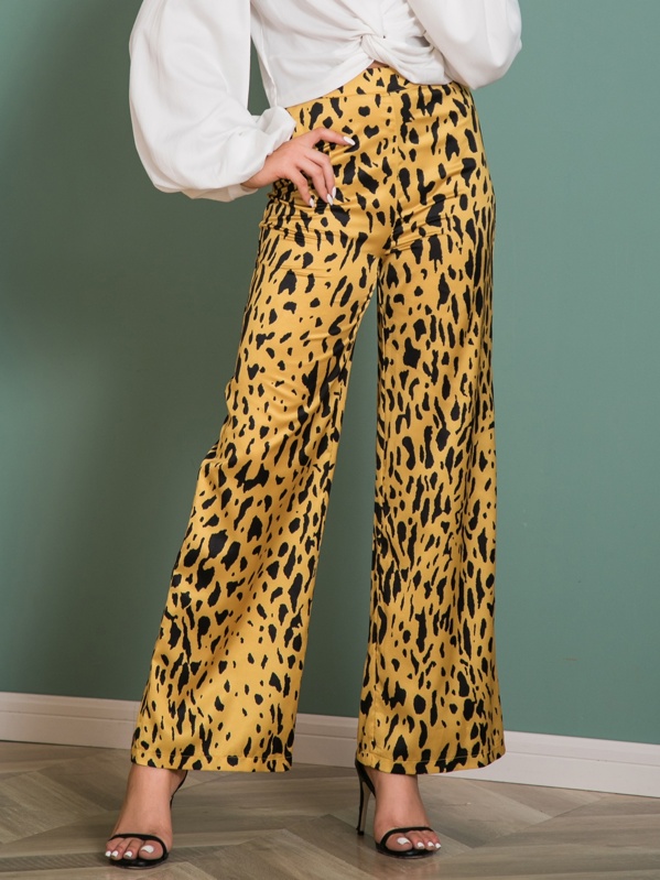 

Double Crazy Leopard Wide Leg Pants, Multicolor