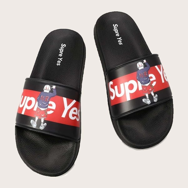 

Men Letter Print Wide Fit Sliders