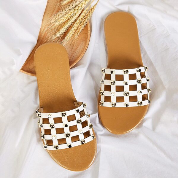 

Studded Decor Hollow Out Sliders