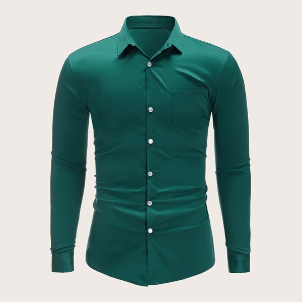 

Men Long Sleeve Solid Shirt, Green