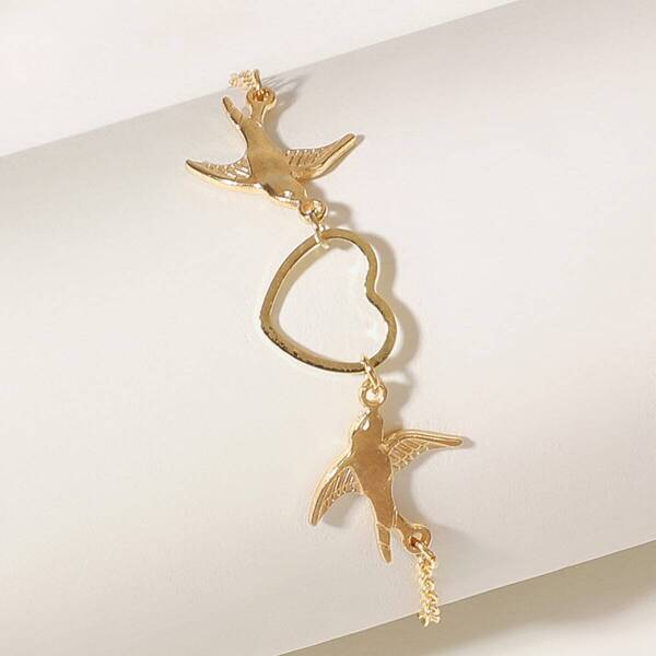 

Double Birds Heart Shaped Anklet 1pc