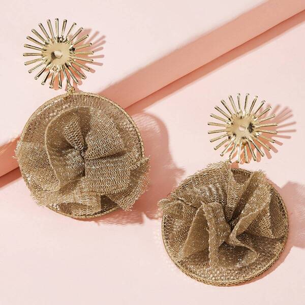 

Round Radiation Mesh Flower Drop Earrings 1pair