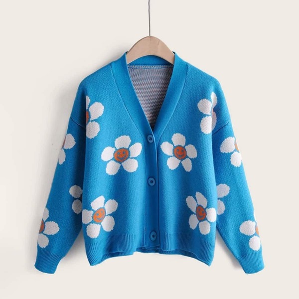 

Floral Print Drop Shoulder Cardigan
