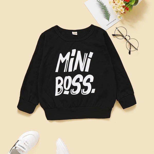 

Toddler Boys Letter Graphic Thigh Hem Sweatshirt, Black