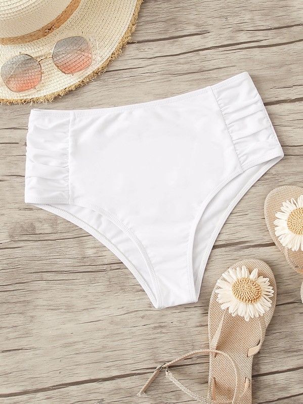 

Ruched High Waist Bikini Panty, White