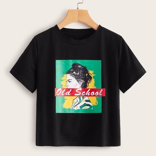 

Figure & Letter Print Tee