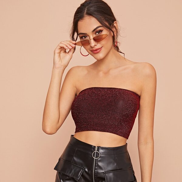 

Glitter Bandeau Top, Burgundy