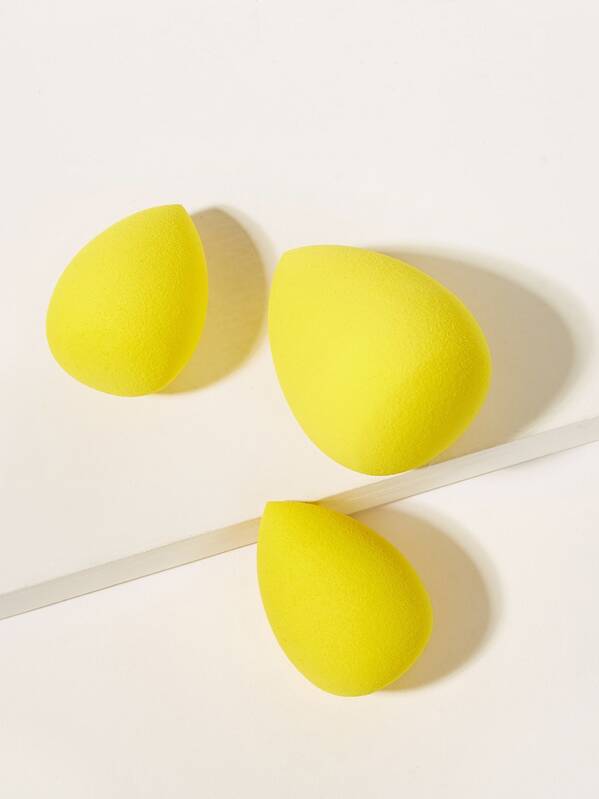 

Neon Yellow Water-drop Shaped Makeup Sponge 3pack