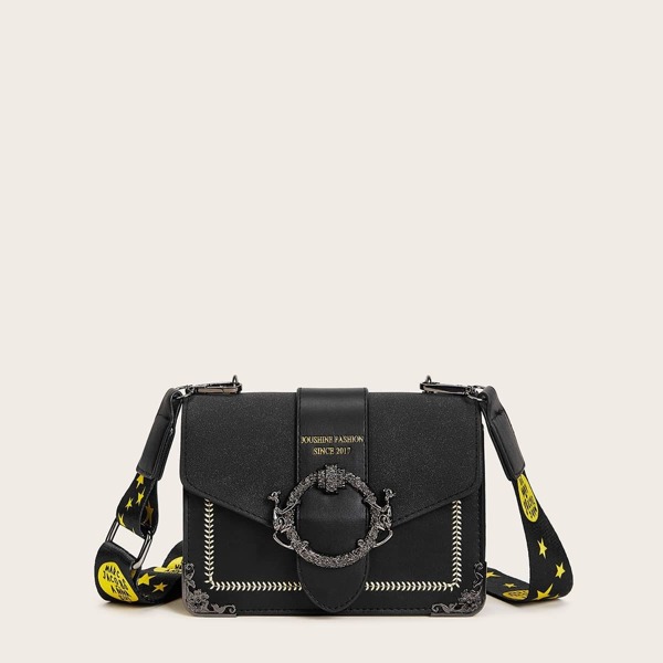 

Star Pattern Strap Flap Crossbody Bag