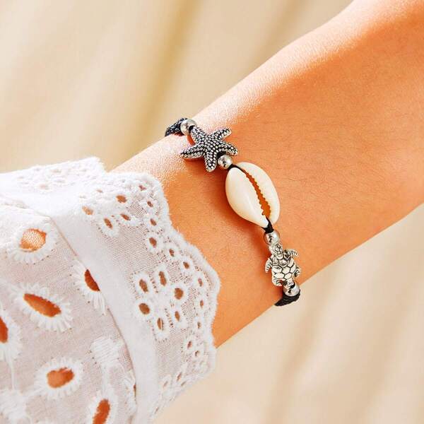 

Shell & Starfish Decor String Bracelet 1pc