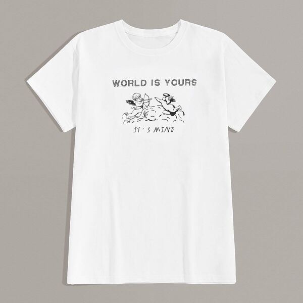 

Men Angle And Letter Print Tee