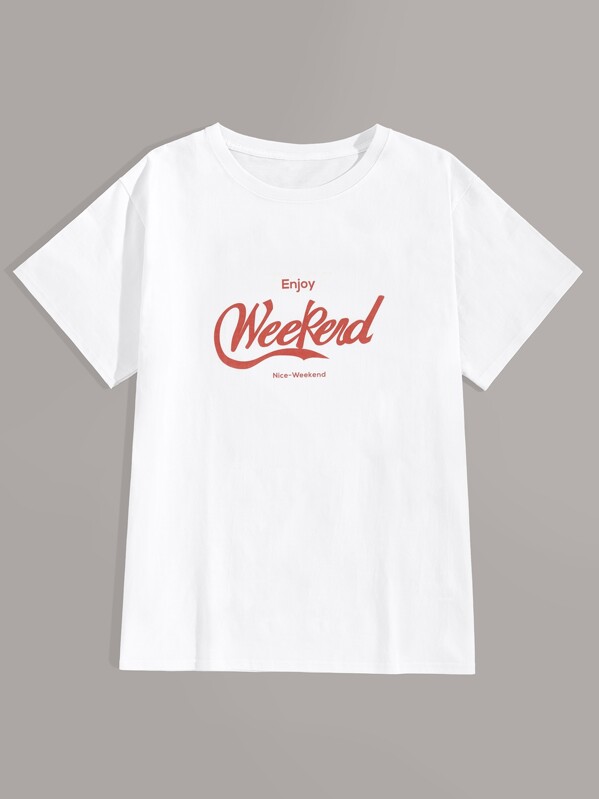 

Men Letter Print Tee, White