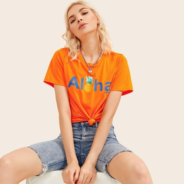 

Letter And Pineapple Print Tee